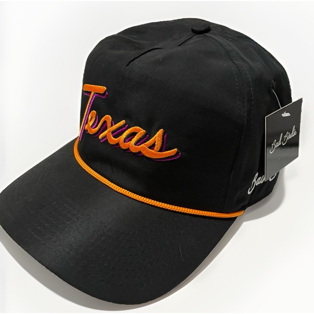 NWT Bad Birdie Texas Golf Rope Snapback Hat Cap Neon Orange Black Adjustable
